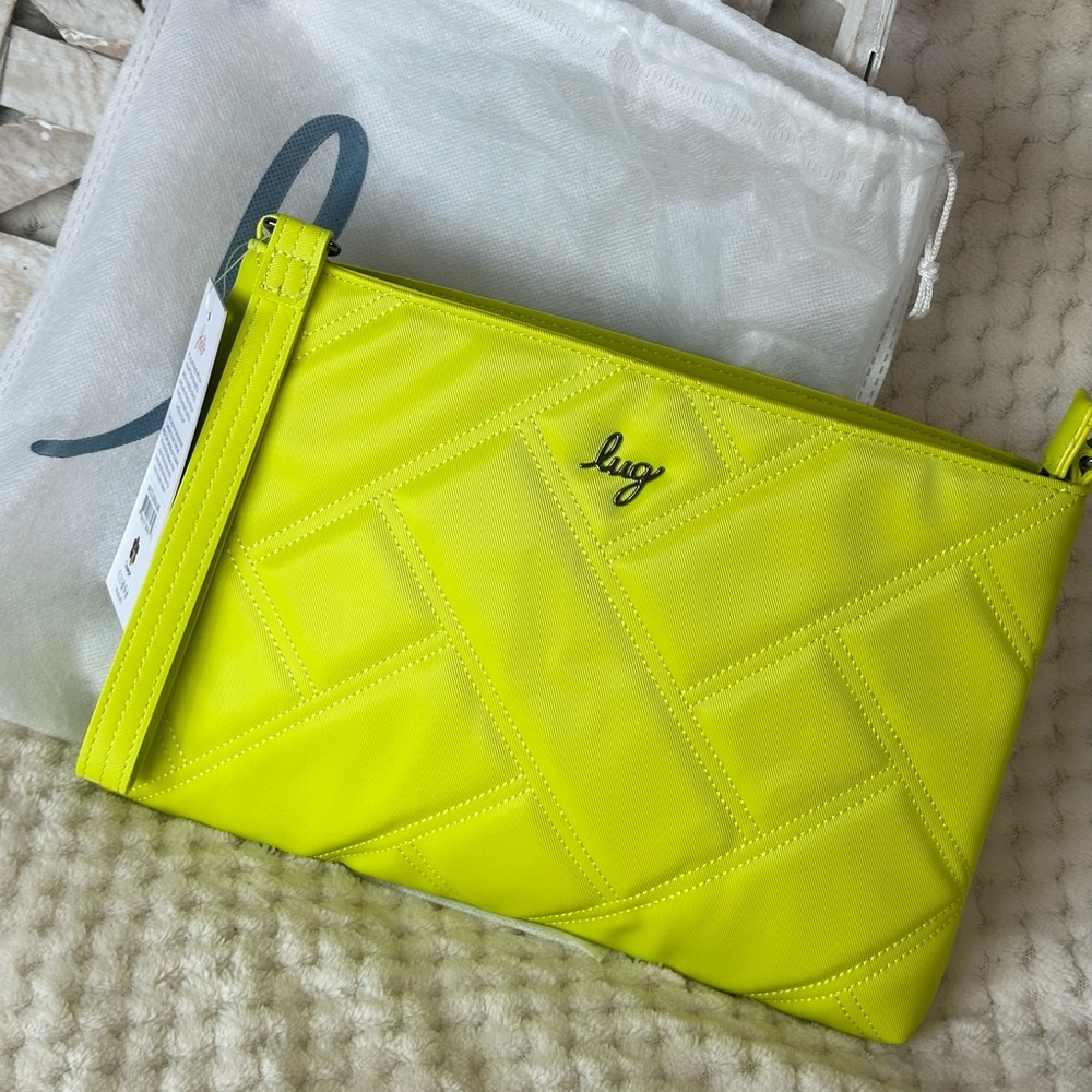 New with tags! Lug Vibrant lemon lime Yellow Crossbody Bag the waltz satin luxe